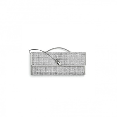 BOTTEGA VENETA LEATHER CRYSTAL-EMBELLISHED ANDIAMO CLUTCH BAG 844124  (33*13*3cm) 